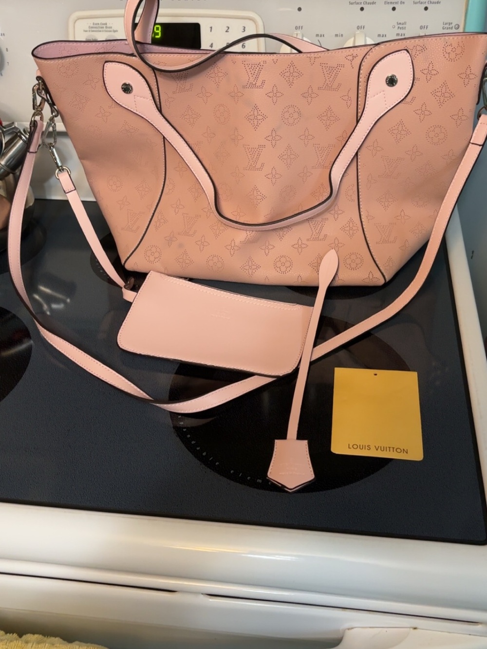 Pink Perforated Monogram Tote